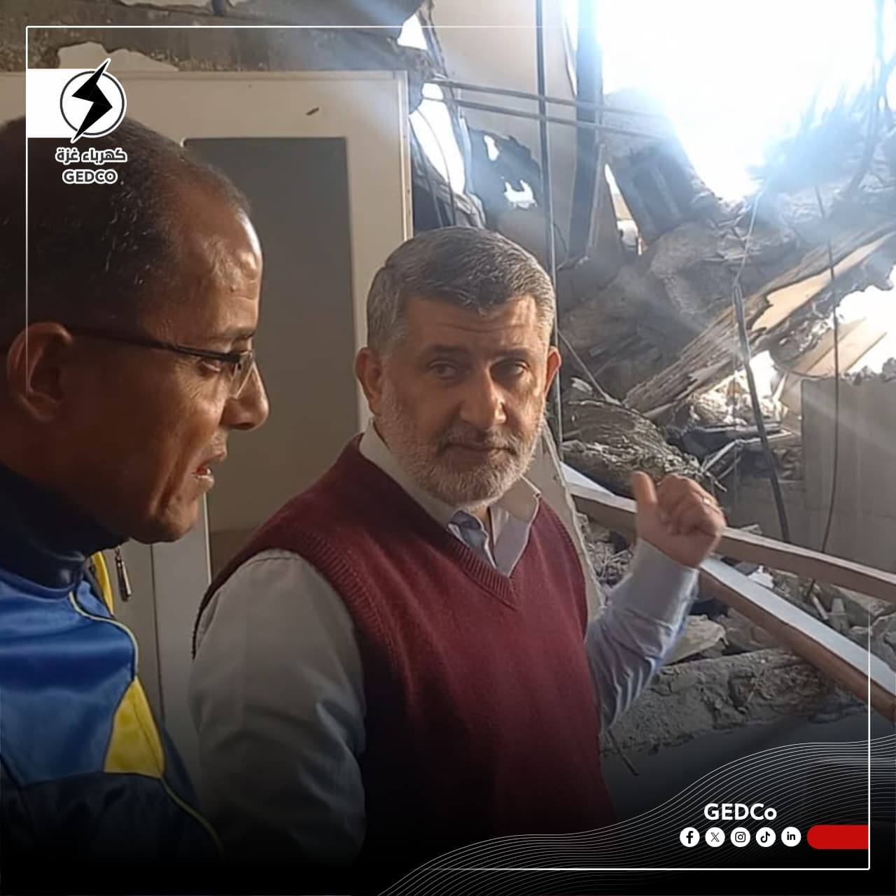 مدير عام كهرباء غزة د. محمد الأسطل ينفذ جولة تفقدية لمرافق الشركة المتضررة بمدينة غزة